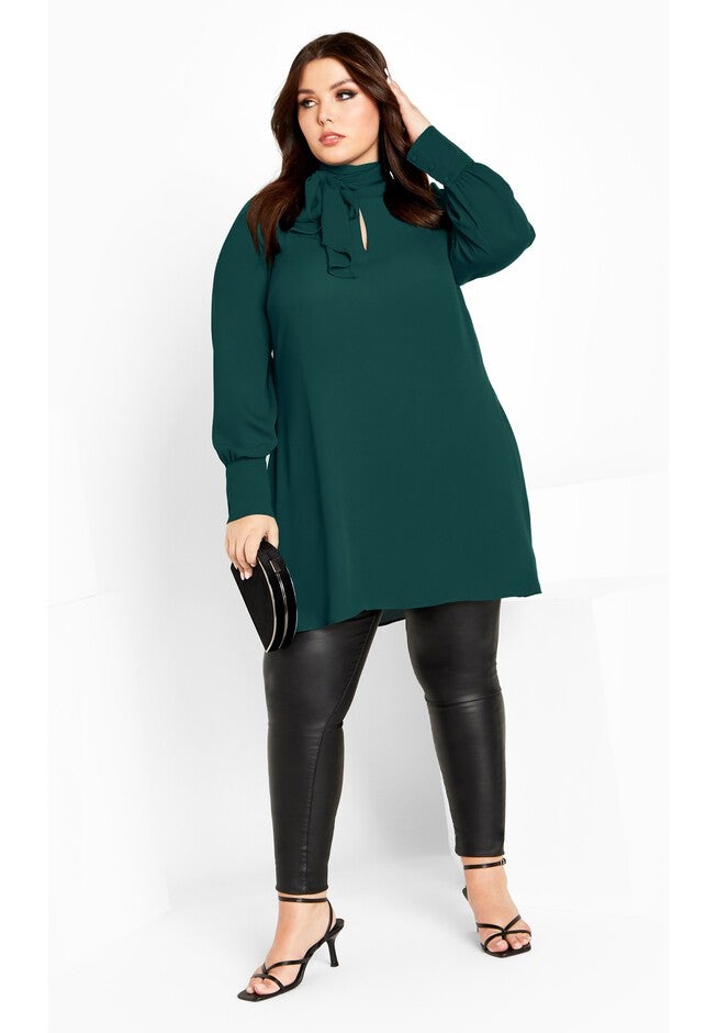 Neck Tie Tunic - alpine, GREEN, on-hover image number null
