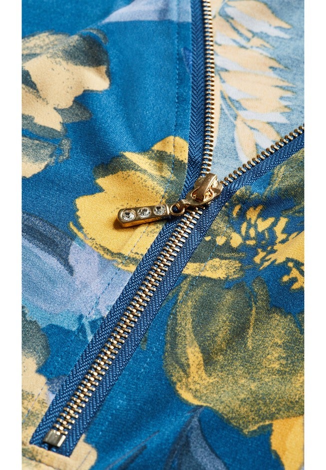 Top Fiona Zip Print, MIDNIGHT BLOOM, alternate image number null