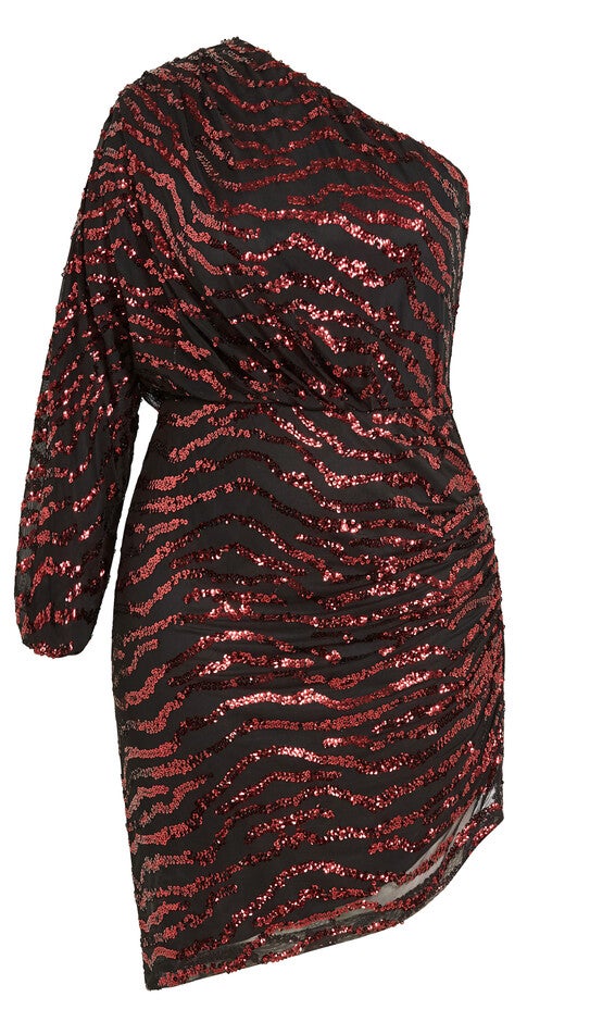 Sequin Stripe Dress - ruby, RED, alternate image number null