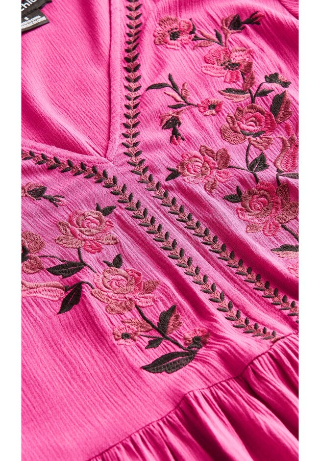 Sunset Embroidered Dress - fuchsia, PINK, alternate image number 4