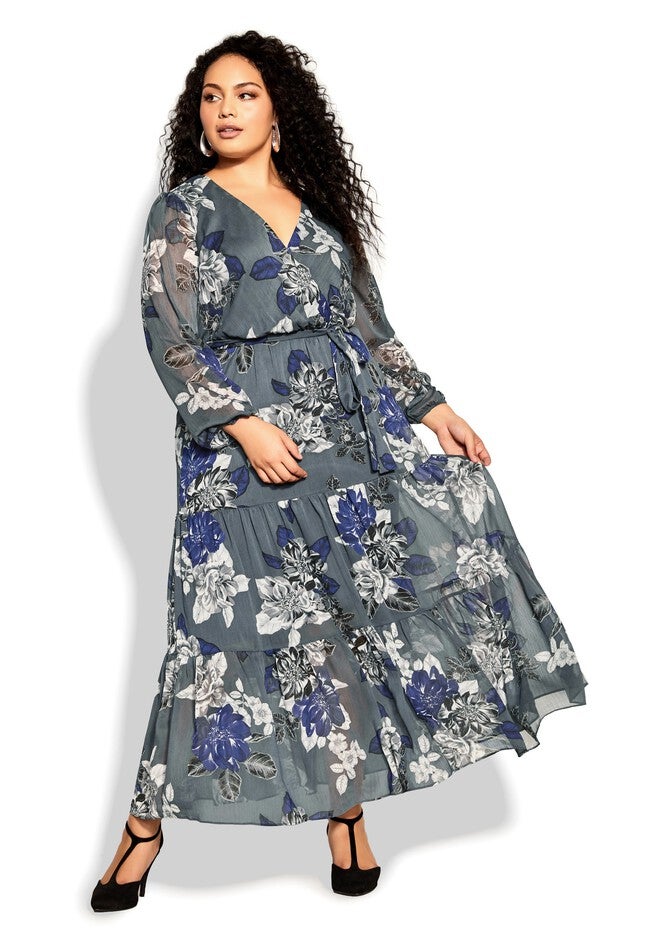 Epic Floral Maxi Dress - slate, GREY, alternate image number null