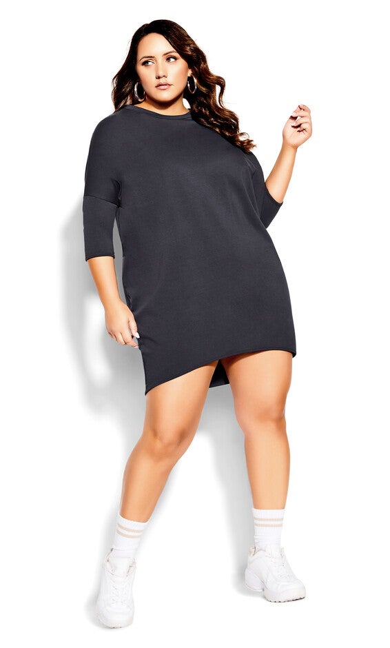Oversize Longline Top - navy, BLUE, alternate image number 2