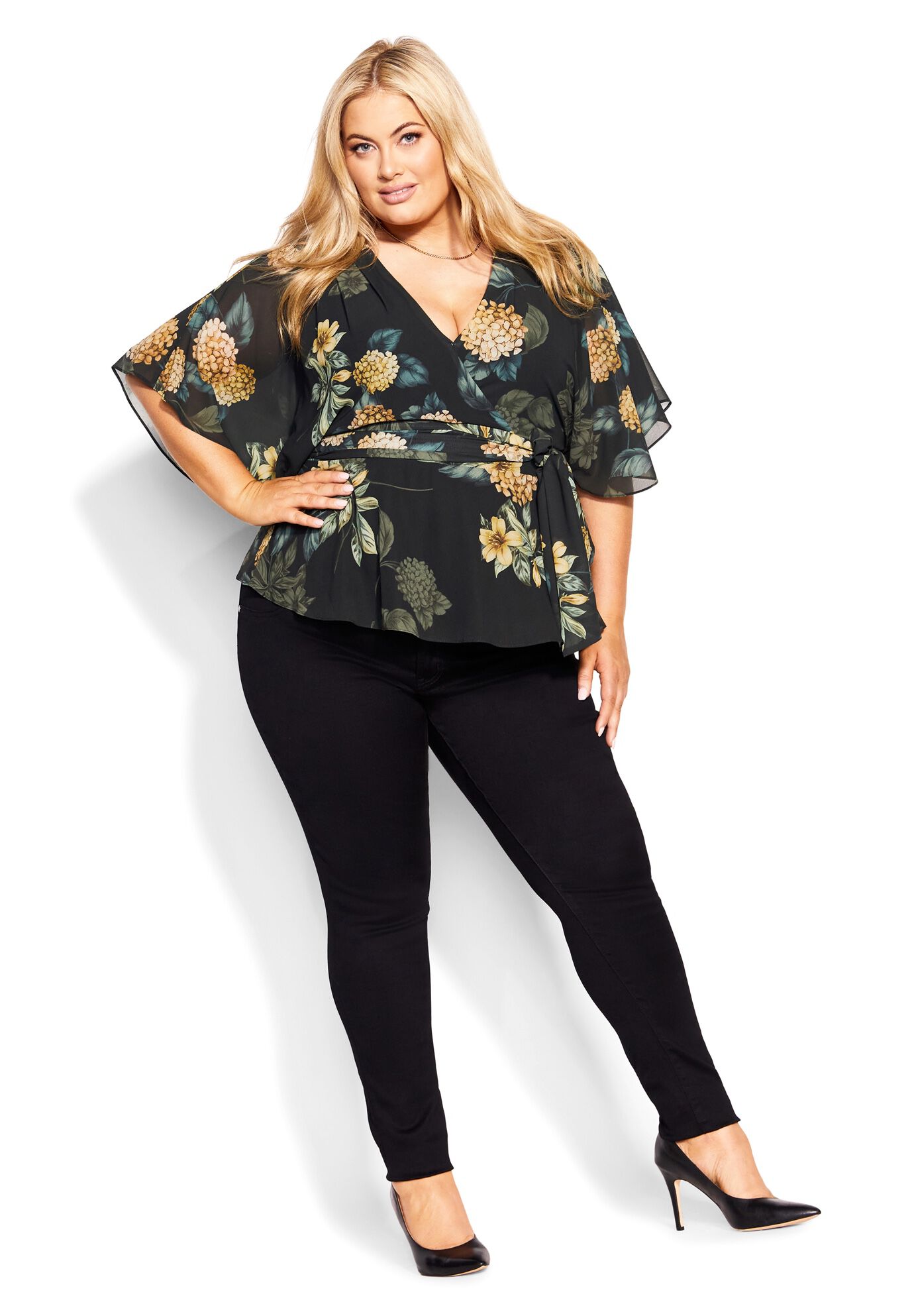 Hydrangea Top - gold, BLACK, hi-res image number 0