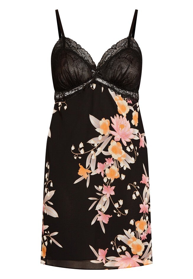 Allure Floral Chemise - black, BLACK, alternate image number 2