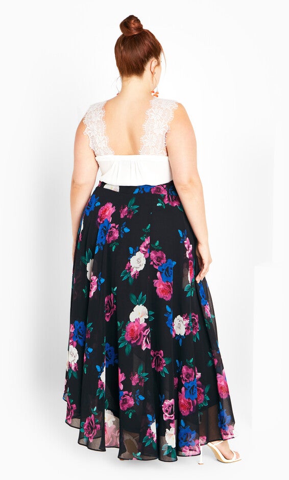 Michaela Print Skirt - black, BLACK, alternate image number 3