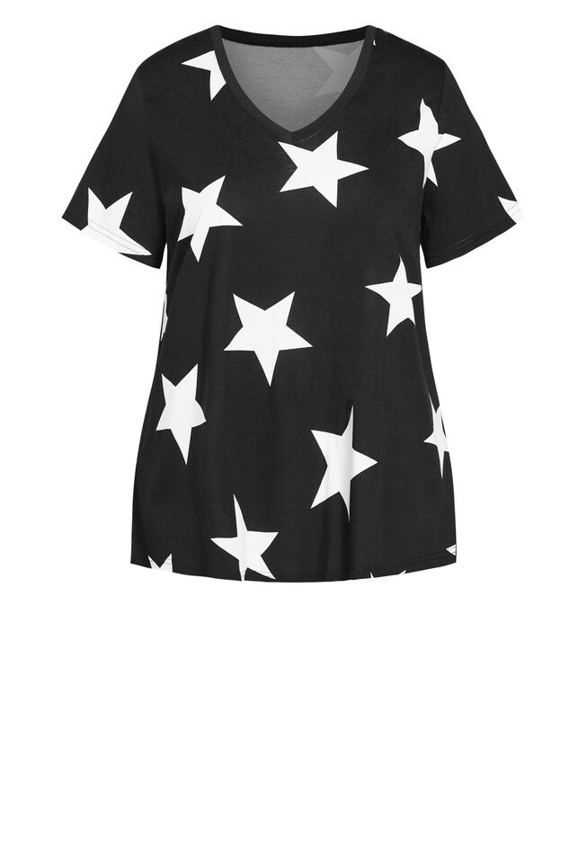 Stars Short Sleeve Sleep Top, MONO STARS, alternate image number 3