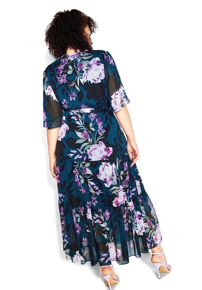Stephanie Print Maxi Dress - teal, GREEN, alternate image number 6