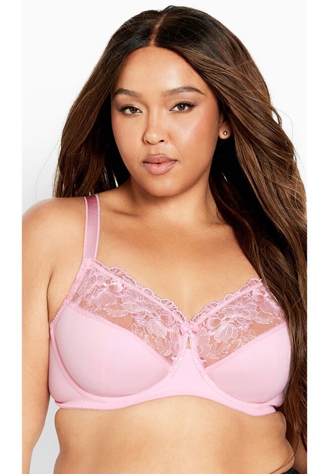 Embroidered Full Support Underwire Bra, SWEET PINK, hi-res image number 0