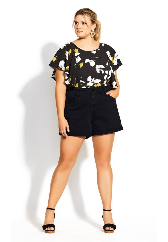 Ruffle Waist Short - black, BLACK, hi-res image number 0