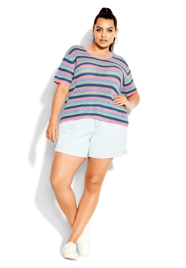 Multi Crochet Top - multi pastel, BEIGE, alternate image number null