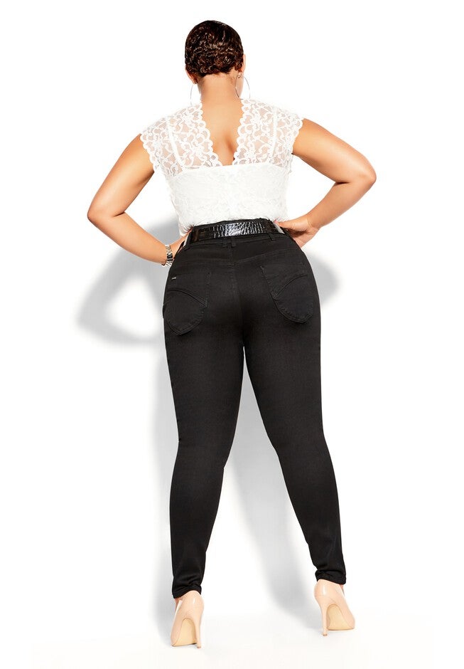 Harley Skinny Petite Black Jean - black, BLACK, alternate image number 2