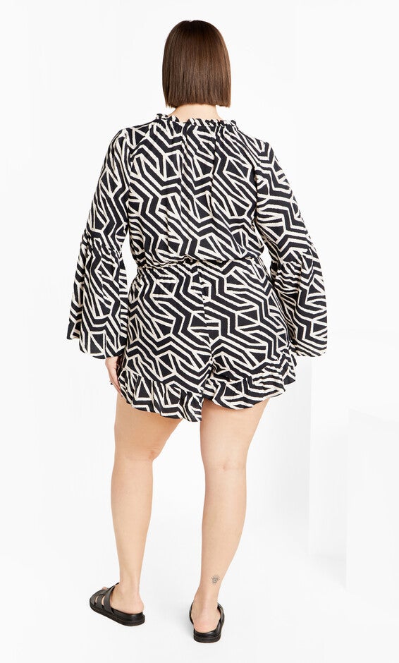 Erica Print Playsuit - black, MONO, alternate image number 1