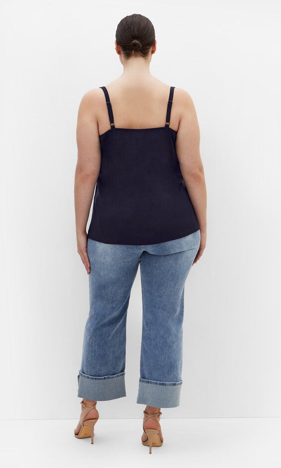 Cowl Neck Cami - navy, NAVY, alternate image number 3