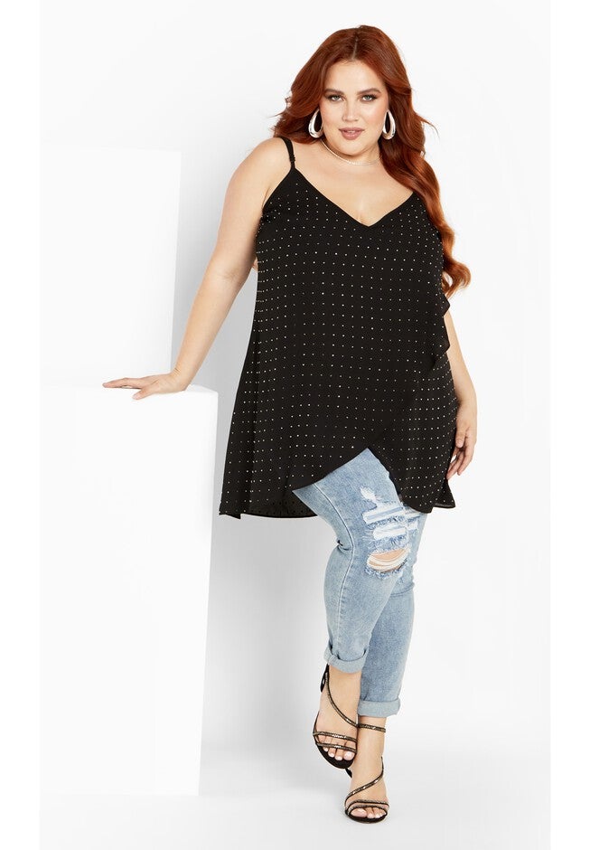 Shine Hi Lo Cami - black, BLACK, on-hover image number 1