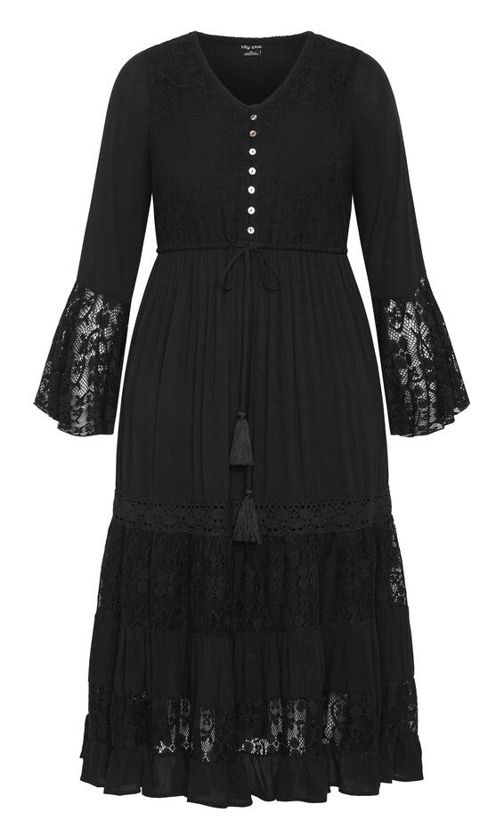 Tisha Lace Maxi Dress - black, BLACK, alternate image number 3