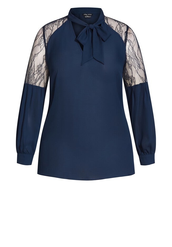 Mysterious Lace Top - navy, BLUE, alternate image number null