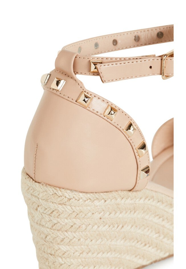 Electric Gold Stud Hardware Wedge - nude, NEUTRAL, alternate image number null
