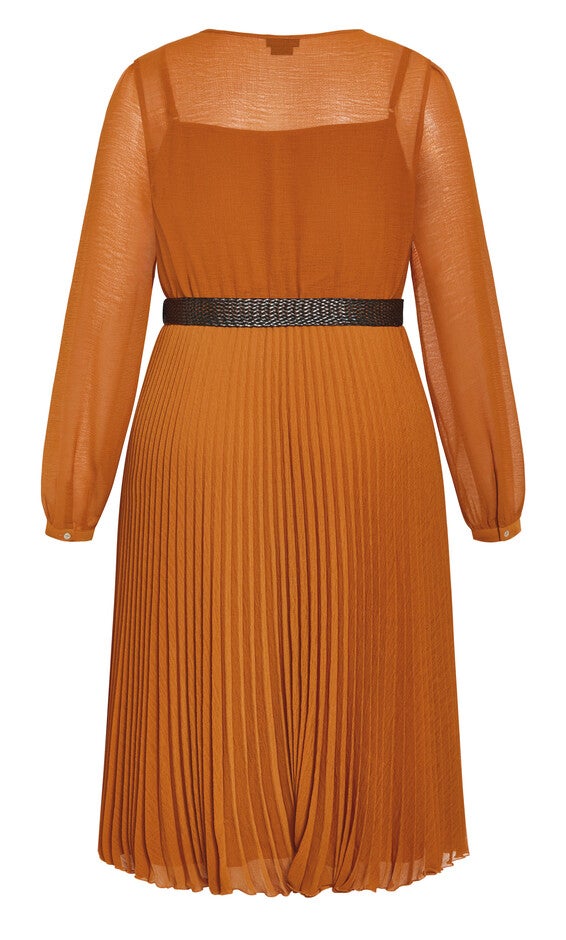 Precious Pleat Dress - caramel, CARAMEL, alternate image number null