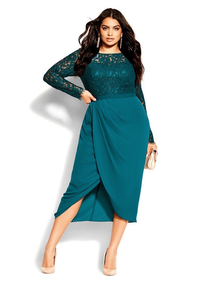 Elegant Dress - teal, GREEN, hi-res image number 0