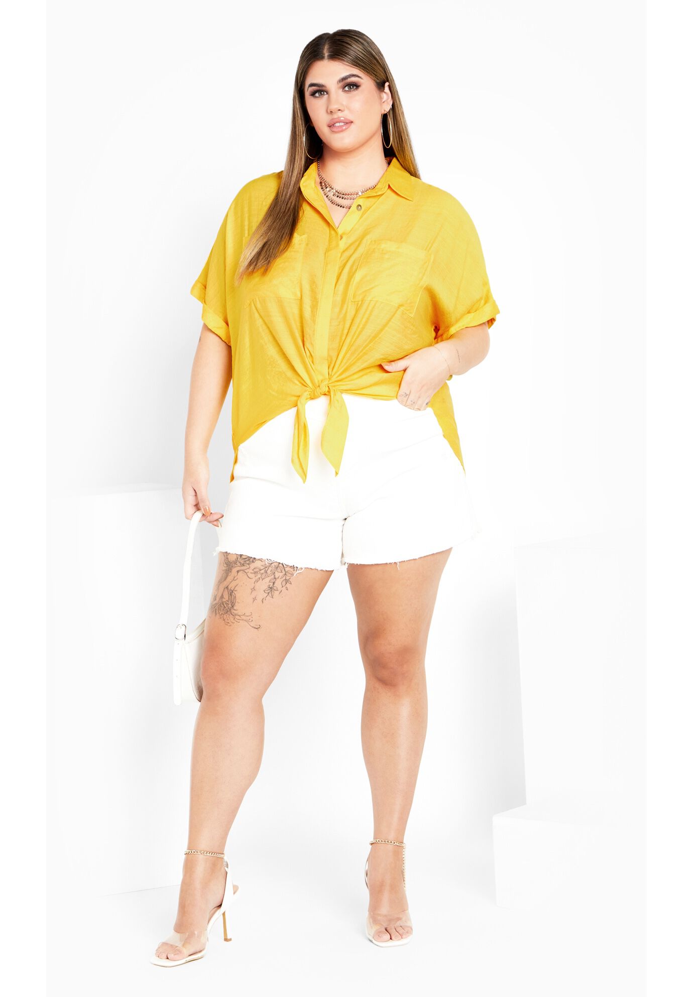 Relaxed Summer Shirt - yellow, YELLOW, on-hover image number 1