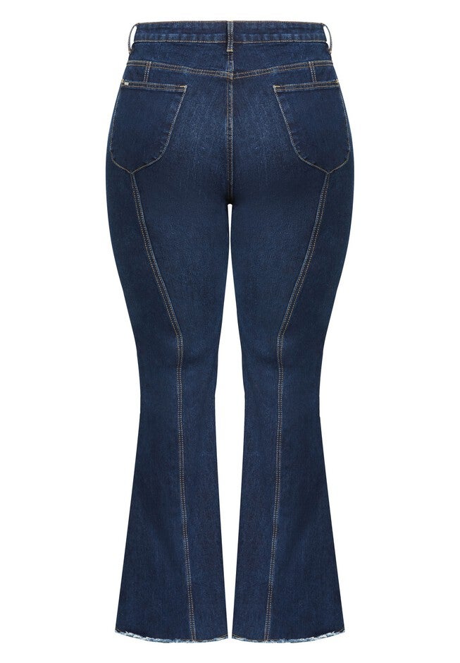 Leah Flare Jean - dark denim, BLUE, alternate image number 4