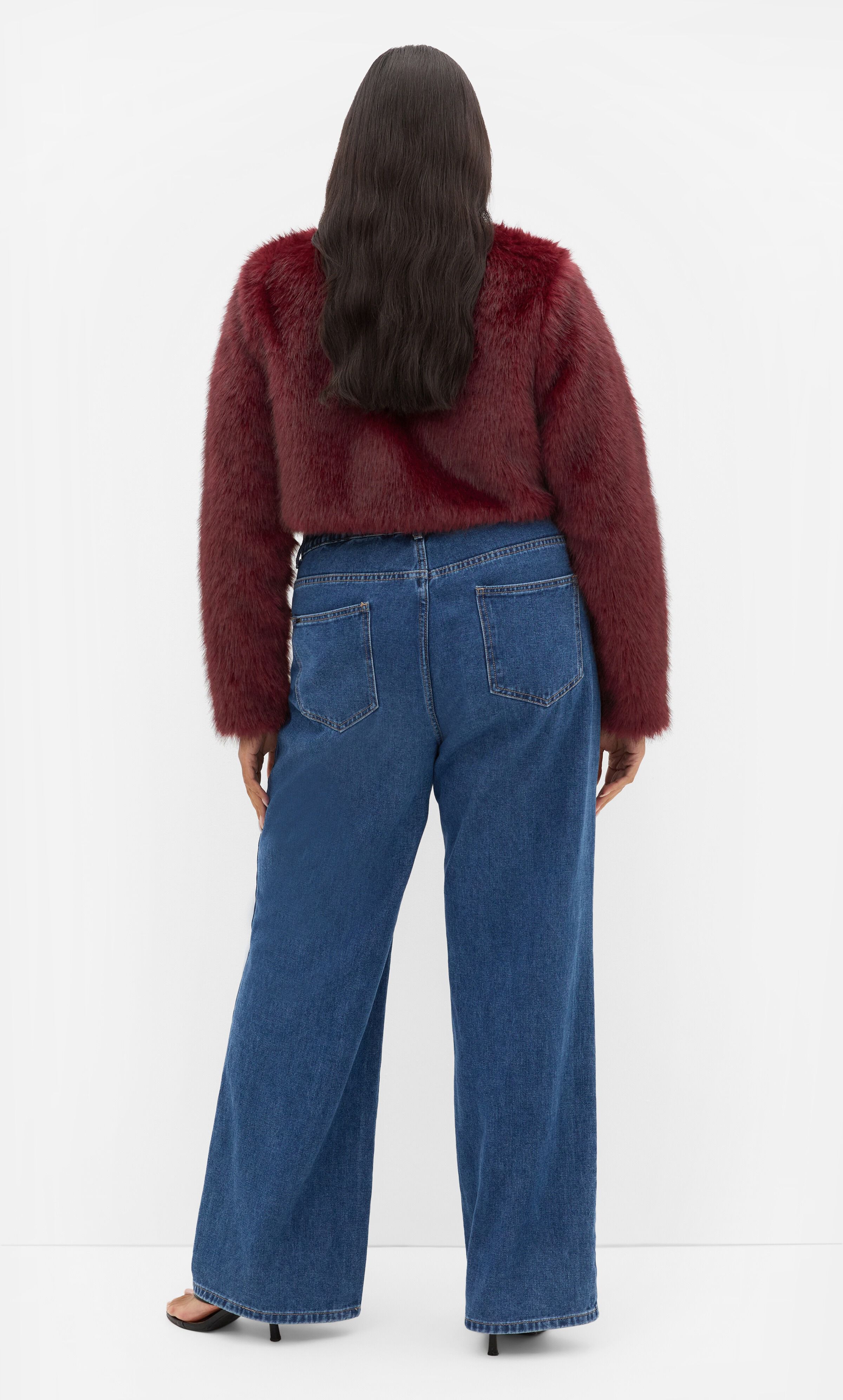 Angel Faux Fur Crop Jacket, PURPLE, alternate image number 2