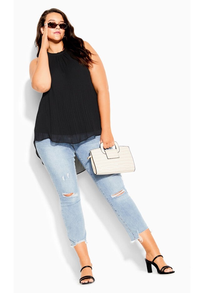 Pleated Crush Top - black, BLACK, alternate image number 6