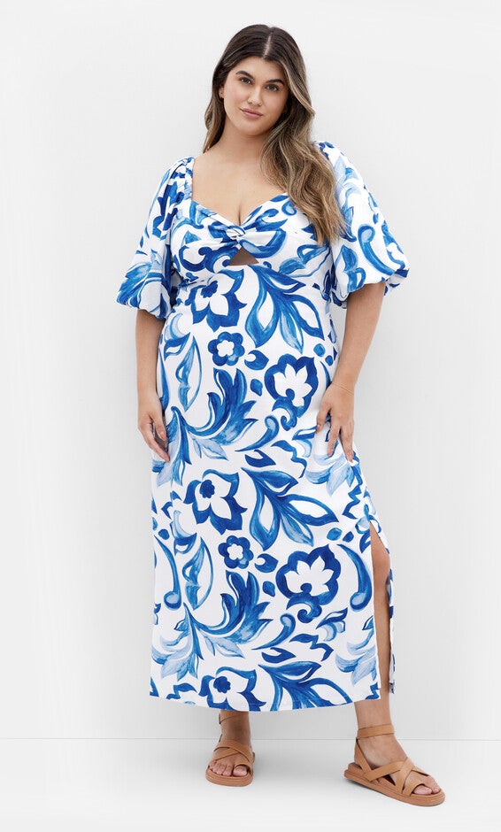 Nala Midi Dress - print, BLUE, hi-res image number null