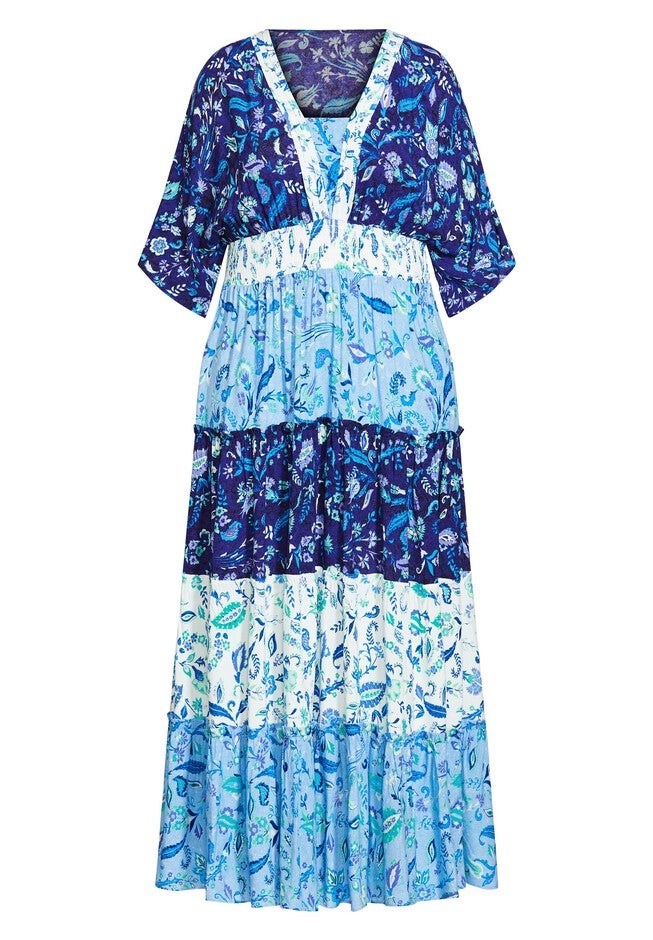 Daisy Tiered Maxi Dress, BLUES FLORAL MIX, alternate image number null