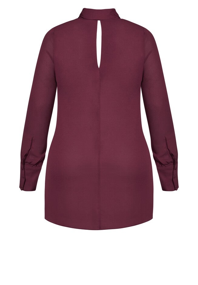 Neck Tie Tunic - plum, RED, alternate image number 4
