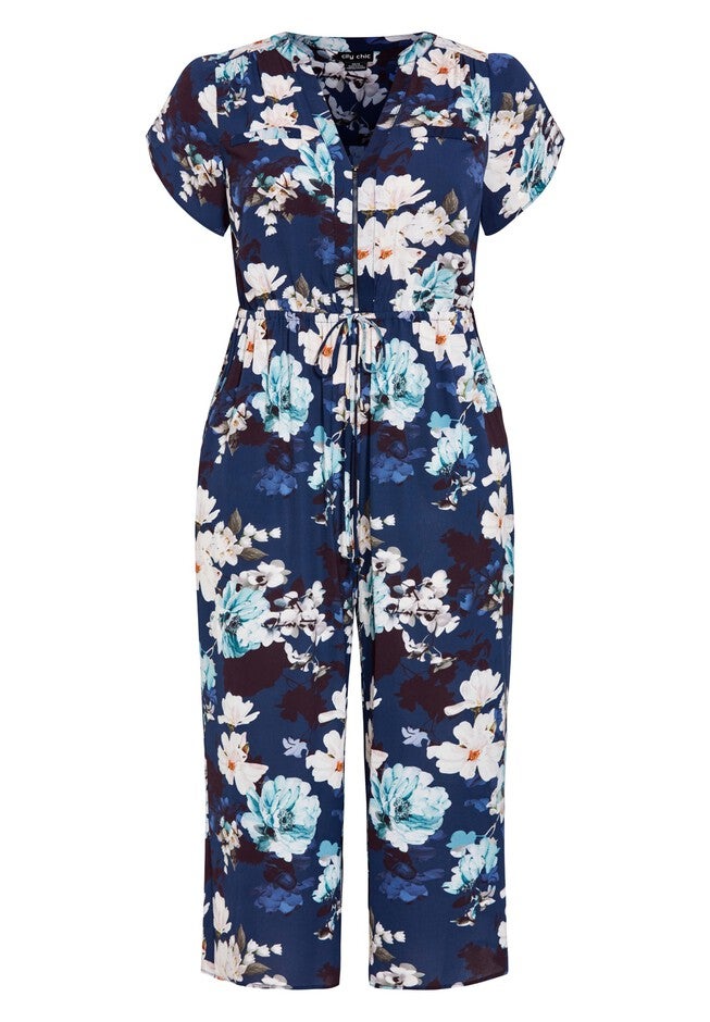 Alycia Print Jumpsuit - navy, BLUE, alternate image number null