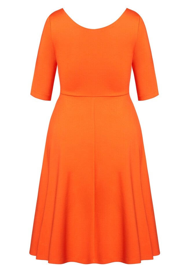 Cute Girl Elbow Sleeve Dress - mandarin, ORANGE, alternate image number 3