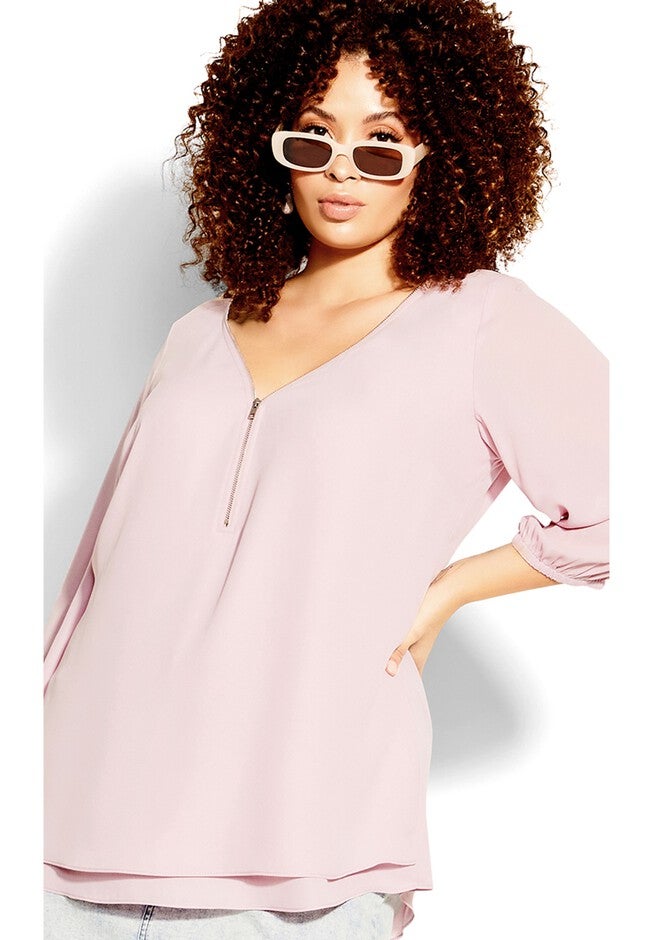 Sexy Fling Elbow Sleeve Top - ice pink, PINK, alternate image number null