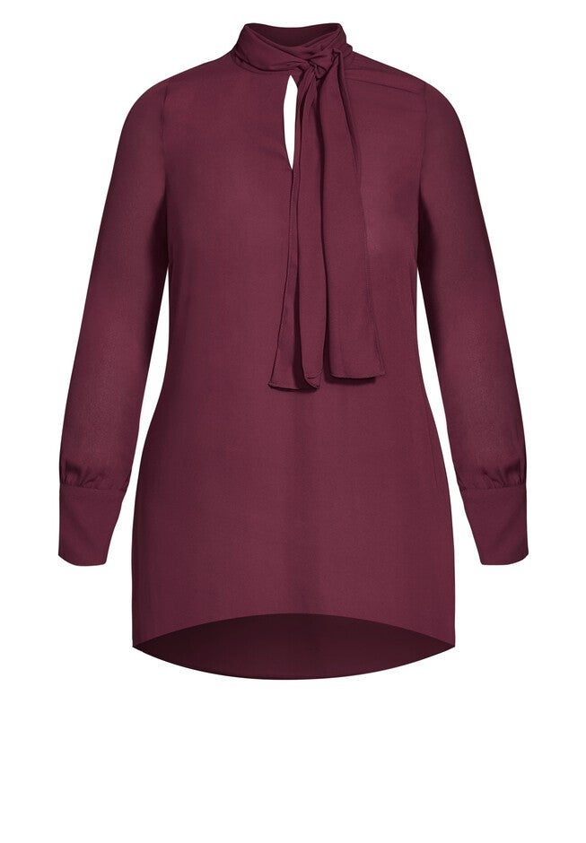 Neck Tie Tunic - plum, RED, alternate image number 5