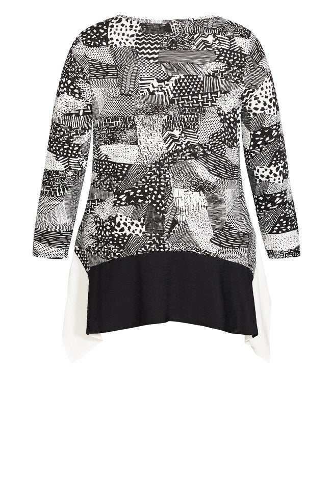 Florence Print Top, PATCH PRINT BLACK, alternate image number null