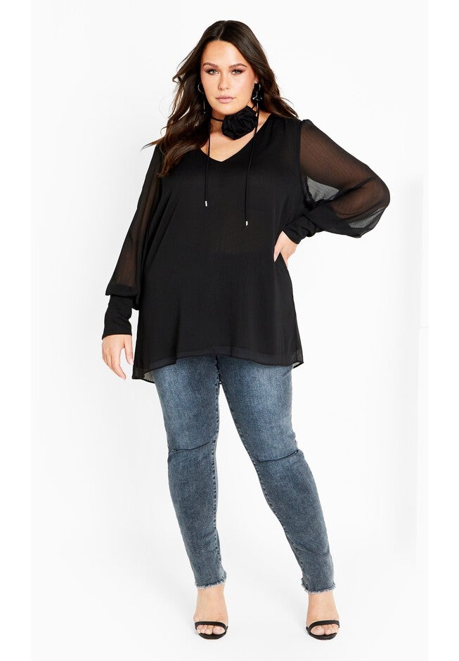 Fleur 2 Piece Decorative Flower Neck Tie Top - black, BLACK, on-hover image number null