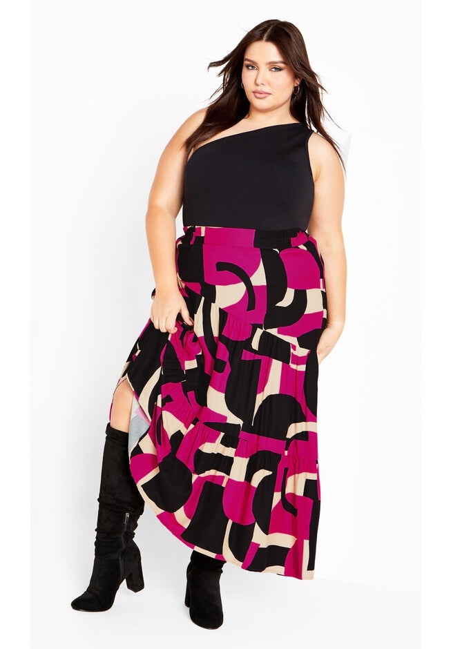 Saskia Print Skirt, MAGENTA PRINT, on-hover image number null