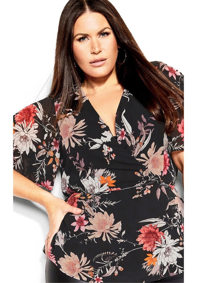 Tori Print Top - black, GREY, hi-res image number null