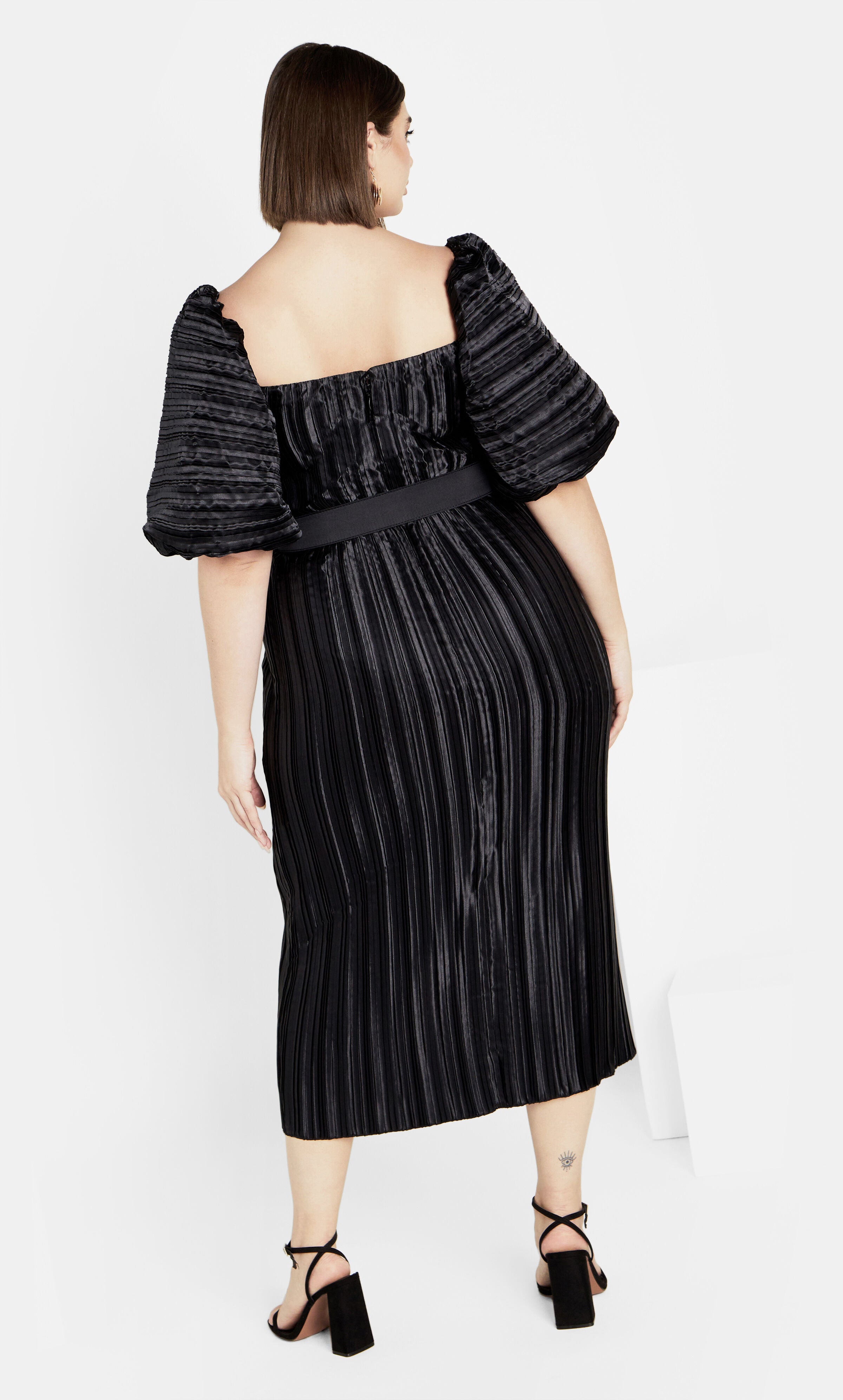 Krista Pleat Dress - black, BLACK, alternate image number 2