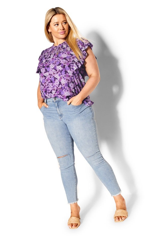 Bella Print Top - lavender, PURPLE, on-hover image number null