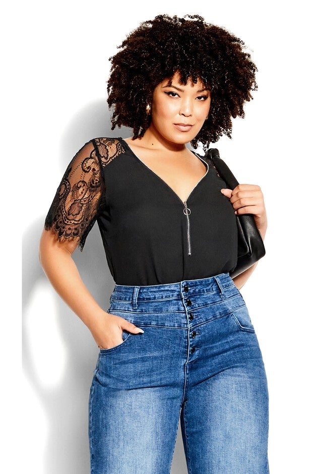 Botanical Lace Top - black, BLACK, hi-res image number 0