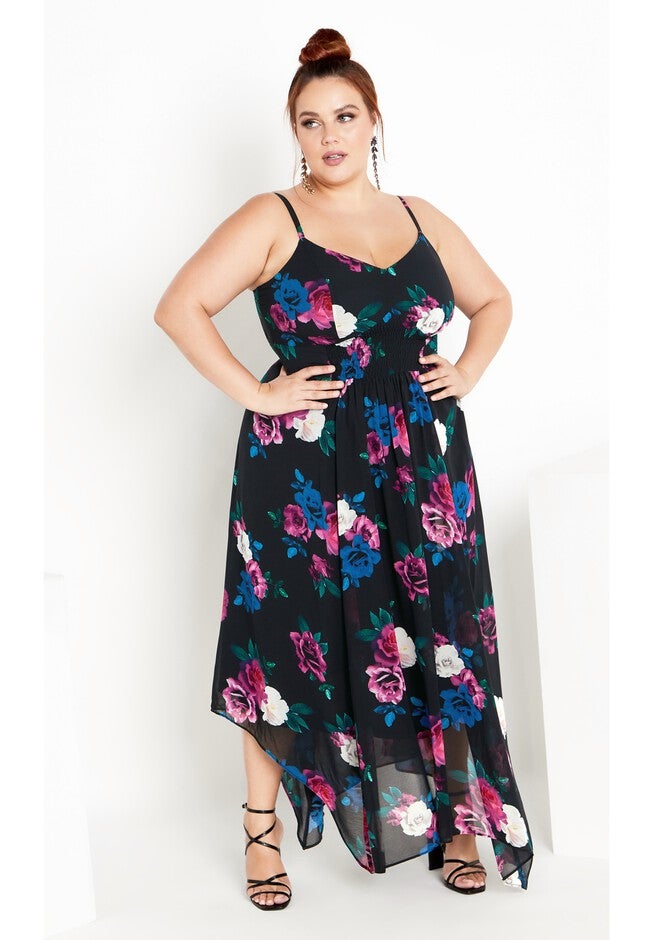 Maxine Print Maxi Dress - black, BLACK, hi-res image number null