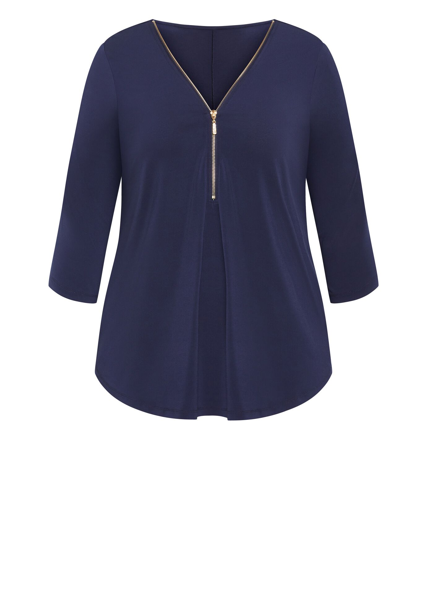Top Fiona Zip Print, NAVY, alternate image number 3