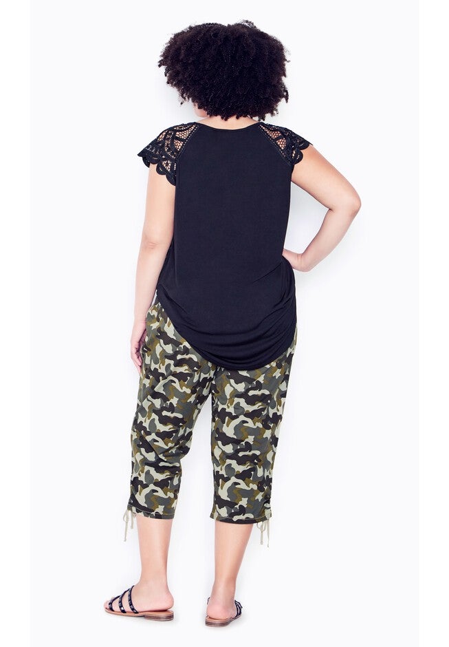 Cotton Cinch Print Capri, CAMO, alternate image number 5