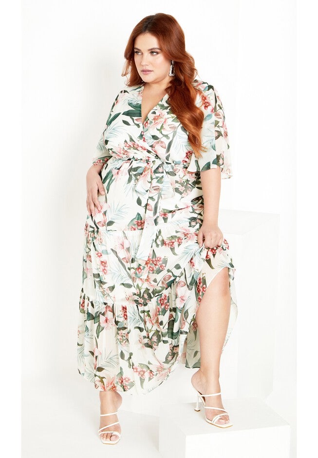 Penny Print Maxi Dress - ivory, WHITE, on-hover image number 1