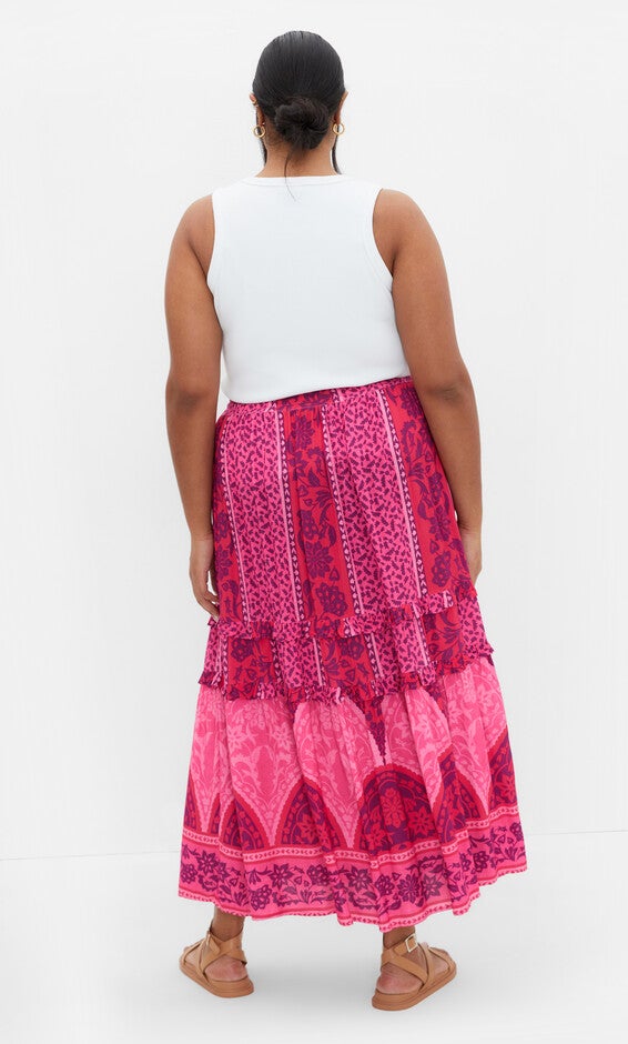 Samara Print Skirt - berry, PINK, alternate image number null