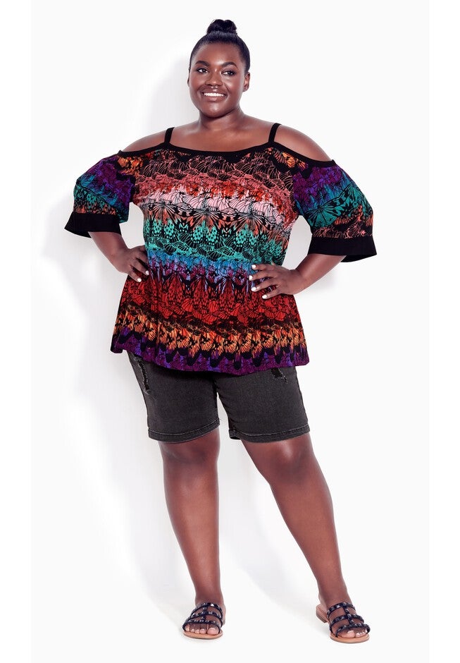 Daisy Cold Shoulder Print Top, METAMORPHOSIS, hi-res image number null
