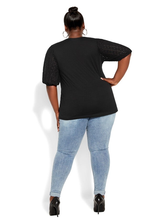 Sleeve Detail Tee - black, BLACK, alternate image number null