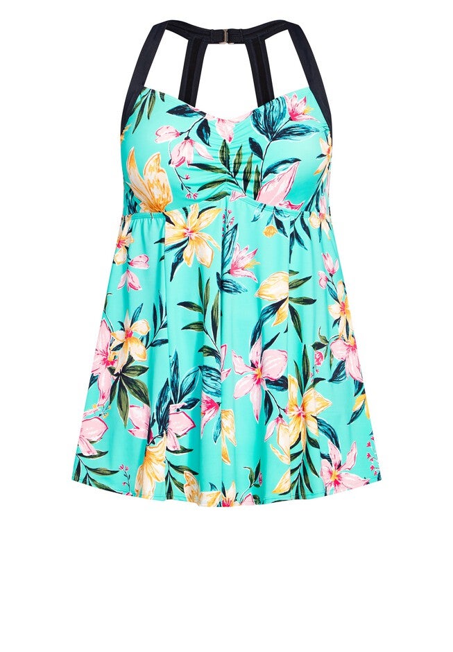 Hi Back Print Swim Dress, SANTIAGO, alternate image number 2