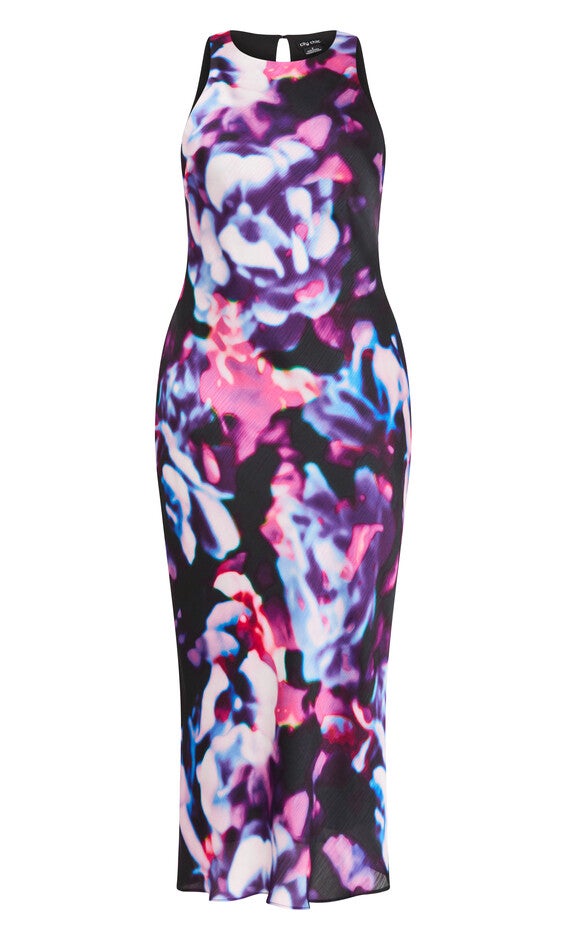 Halter Print Dress - purple, BLUE, alternate image number null